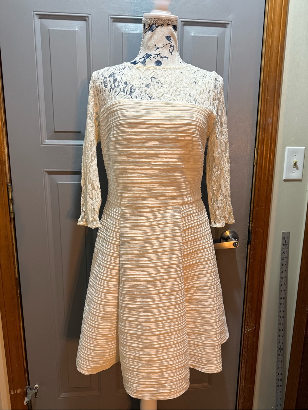 Taylor- White Lace Bodice Fit-and-Flare Dress (8 ladies)